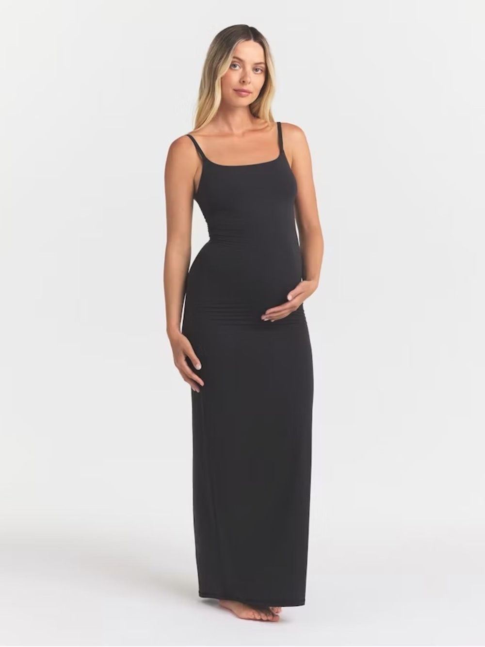 NWT SKIMS Fits Everybody Maternity Slip Dress Black Maternity Maxi Dress